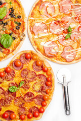 different various kind of pizzas