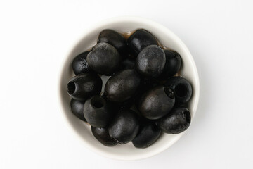 Black olives on a white background