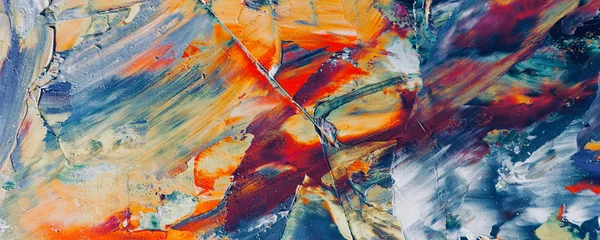 Bunter abstrakter Malereihintergrund. . Flüssige Tinte Farbtextur. Intensive Multicolor-Mischung aus lebendigen Ölfarben. Malen Sie Pinselstriche auf Leinwand für trendige Postertapeten © Valeriy