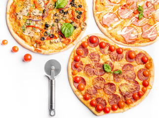 different various kind of pizzas