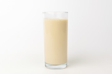 Soy milk on white background