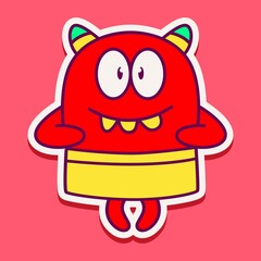 cute monster cartoon doodle design for coloring, backgrounds, stickers, logos, symbol, icons and more