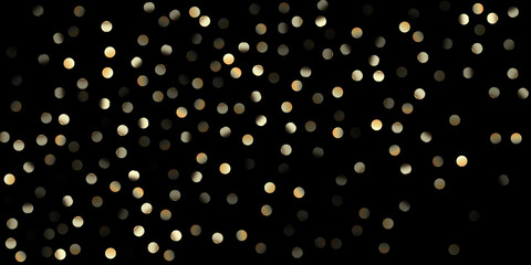 Gold Confetti Shower on Black. Elegant New Year