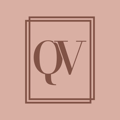 Simple Elegant Initial Letter Type QV Logo Sign Symbol Icon, Logo Design Template