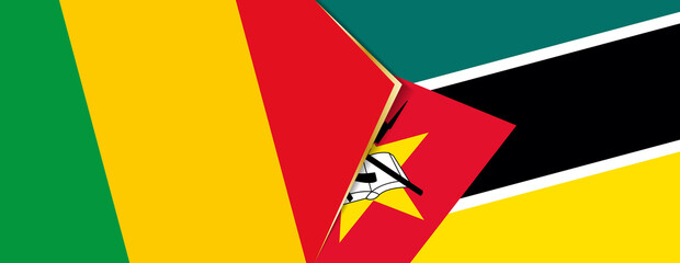 Mali and Mozambique flags, two vector flags.