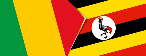 Mali and Uganda flags, two vector flags.