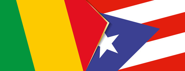Mali and Puerto Rico flags, two vector flags.
