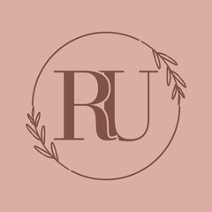 Simple Elegant Initial Letter Type RU Logo Sign Symbol Icon, Logo Design Template