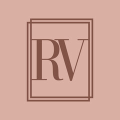 Simple Elegant Initial Letter Type RV Logo Sign Symbol Icon, Logo Design Template