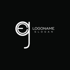 the letters GE. Monogram logo vector minimal design on black background