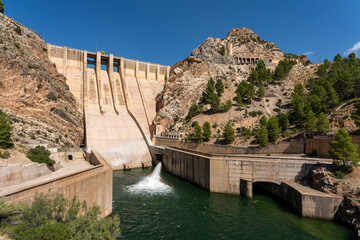 Fototapeta na wymiar Pantano de Contreras, Spain. This is a dam between the regions of Valencia and Castilla La-Mancha. Its water is used for the production of electricity and the supply of drinking water.