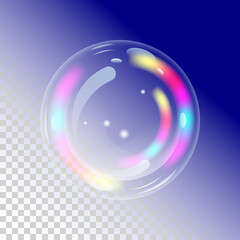 Transparent soap bubble. Vector stock illustration. 