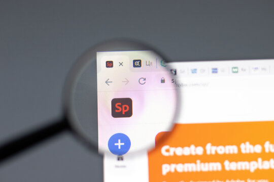 New York, USA - 15 February 2021: Adobe Spark website in browser with company logo, Illustrative Editorial.