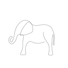 Elephant animal drawing silhouette, vector illustration