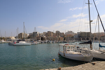 The beautiful marina of Heraklion in Crete, Greece