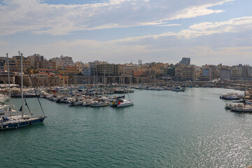 Fototapeta premium The beautiful marina of Heraklion in Crete, Greece
