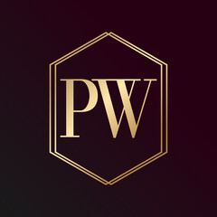 Simple Elegant Initial Letter Type PW Logo Sign Symbol Icon, Logo Design Template