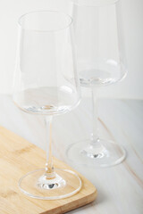 Empty wine glasses on the table