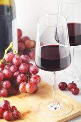 Red wine in a transparent white glass
