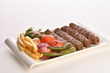 Kebab, traditional Turkish, Greek meat food, isolated on white background