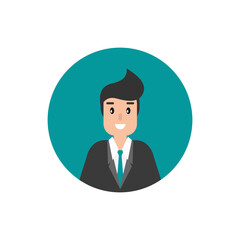 Man attorney avatar in blue circle. flat vector illustration on white background.
