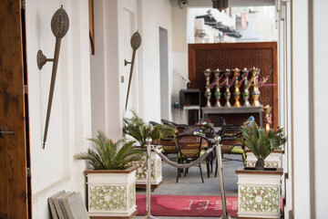 Architecture details of traditional arabian market Souq Waqif in Doha City in Qatar