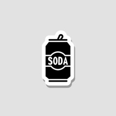 Soda can sticker icon isolated on white background