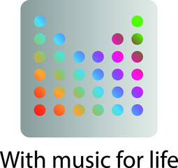 music icon made in multi-colored circles on a gray background and the inscription 
