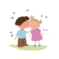 boy kissing girl child love
