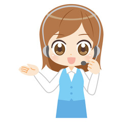 Customer service female anime style illustration アニメ風　テレフォンオペレーターの女性