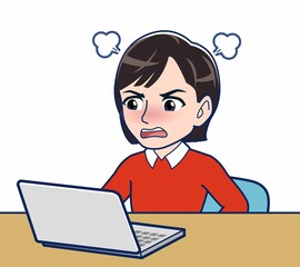 ノートパソコンと主婦