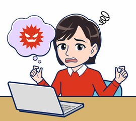 ノートパソコンと主婦