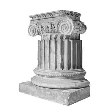 Capital of the ancient Greek Ionic order isolated over white background