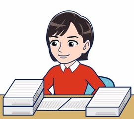 書類が沢山と女性