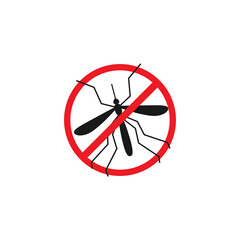 mosquito in red crossed circle icon. flat vector pictogram isolated on white background.