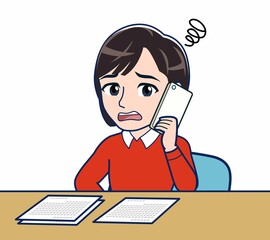 スマホで問い合わせる主婦