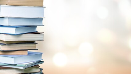 Stack of books, education and learning background