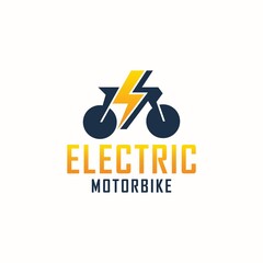 Eco-friendly technology electric motorcycle template logo design.