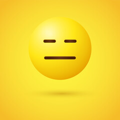 3d Expressionless Emoji Face, emoticon Face With Straight Mouth, Straight Face, serious character