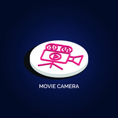Naklejka premium Isometric 3d Movie Camera vector icon illustration.