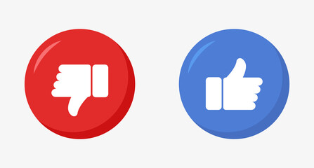 Like and dislike icons, Thumb up and thump down buttons - obrazy, fototapety, plakaty