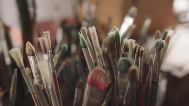 Paint brushes used by artist painter