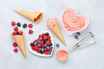 Homemade berry ice cream
