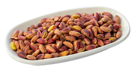 Pistachio kernels isolated on white background