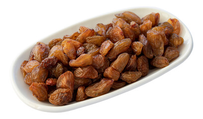 Raisins isolated on white background.