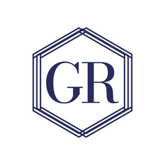 Simple Elegant Initial Letter Type GR Logo Sign Symbol Icon, Logo Design Template