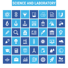 Trendy flat design big science icons set
