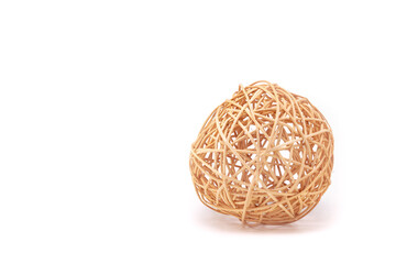 Rattan wicker ball on white background