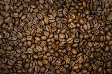 Very beautiful background of roasted coffee beans