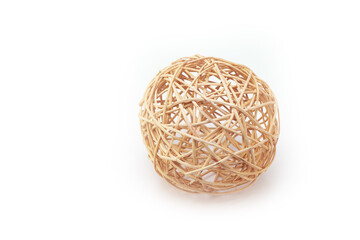 Rattan wicker ball on white background